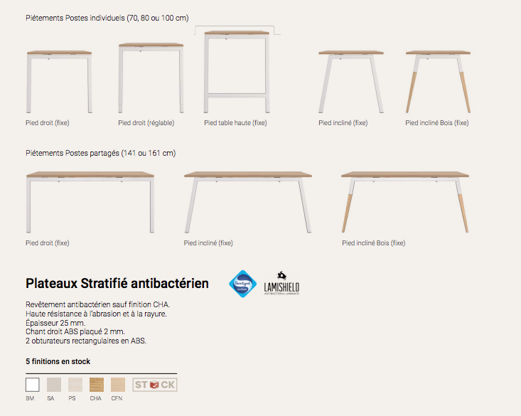 Bureaux Aska Columbia table haute et standard