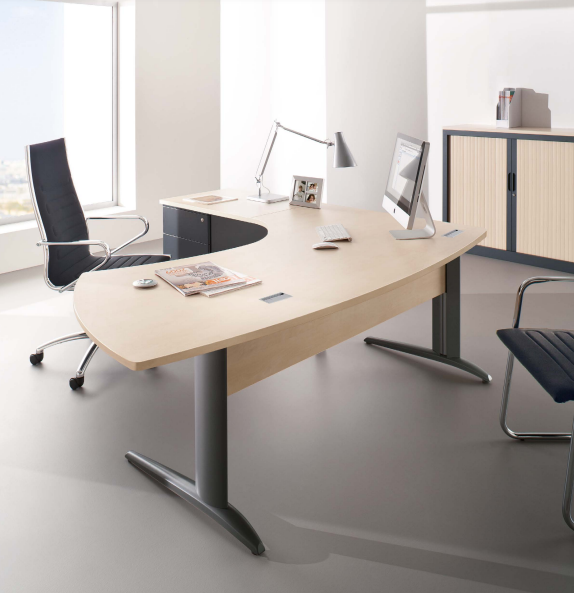 Bureaux Prem's Columbia voile de fond bois avec pieds réglables en hauteur
