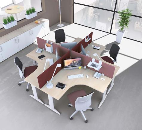 Bureaux Prem's Columbia voile de fond métal avec pieds réglables en hauteur