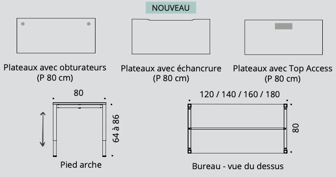 Astrolite - Bureau individuel réglable en hauteur - Buronomic