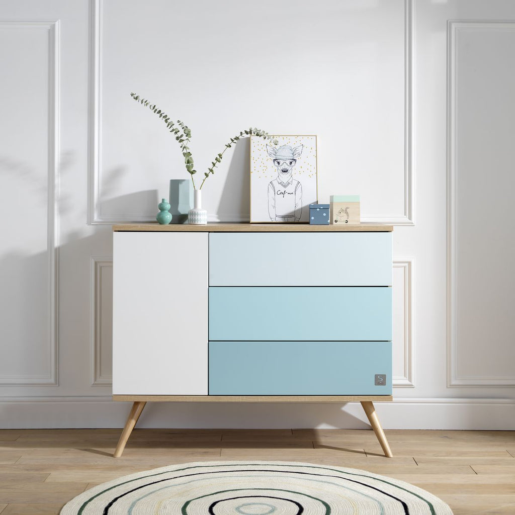 Commode 1 porte et 3 tiroirs SEVENTIES