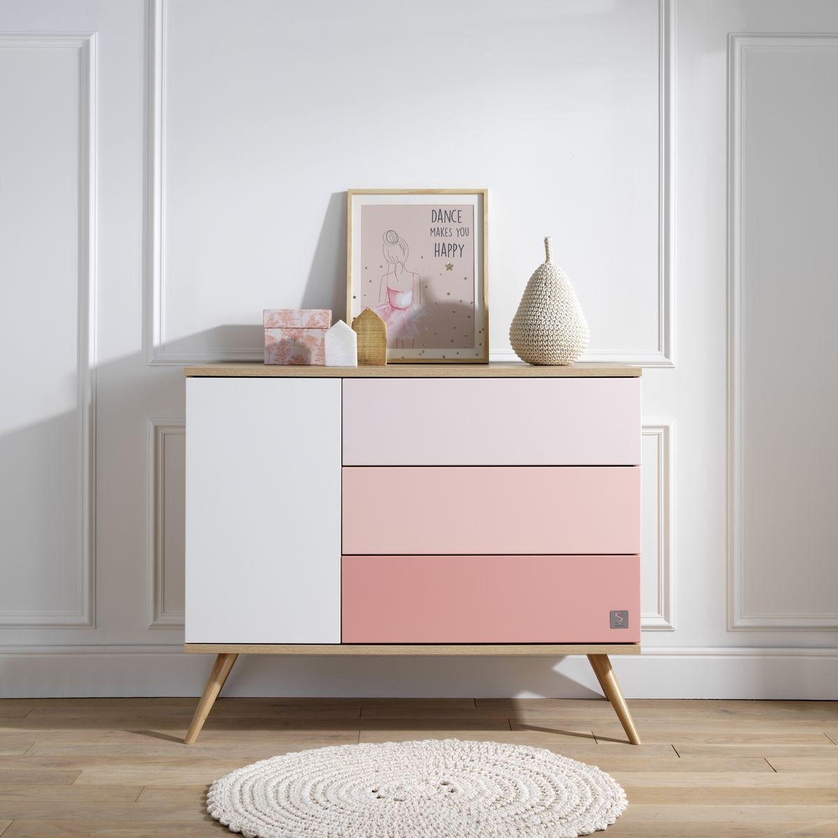 Commode 1 porte et 3 tiroirs SEVENTIES