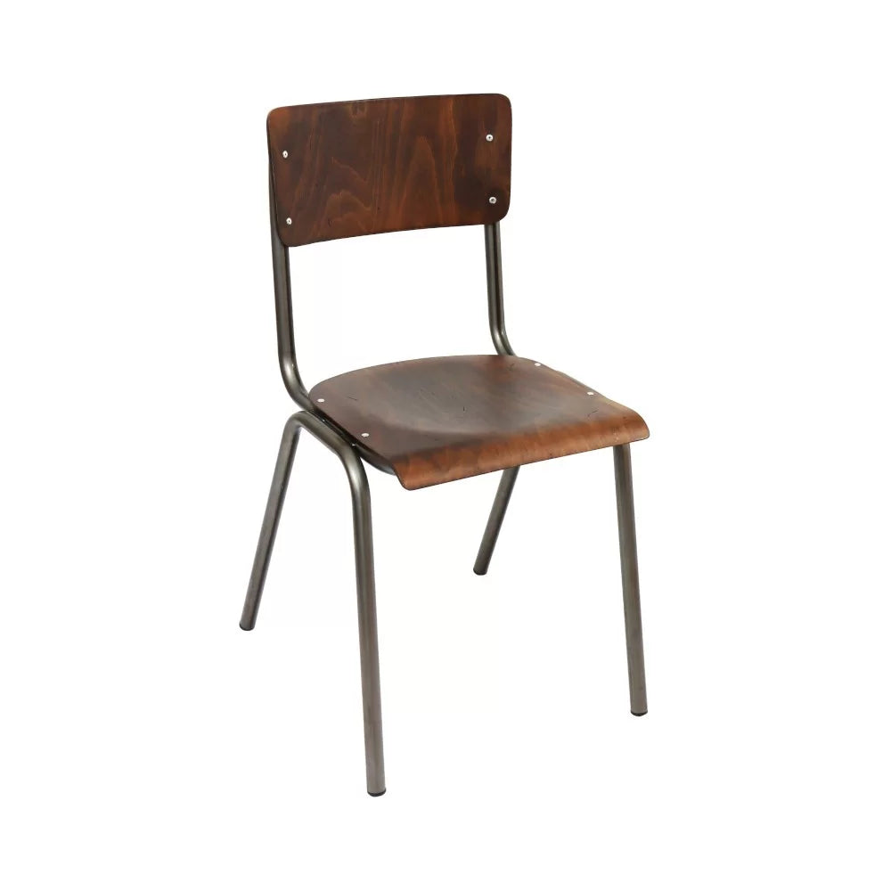Chaise école en métal SUSY assise bois - Stamp