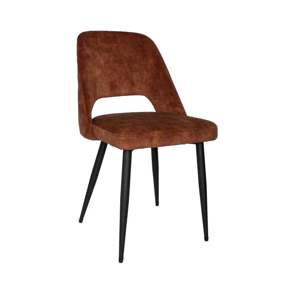 Chaise en métal MELINE structure noire assise et avant du dossier lisses arrière du dossier capitonné - Stamp