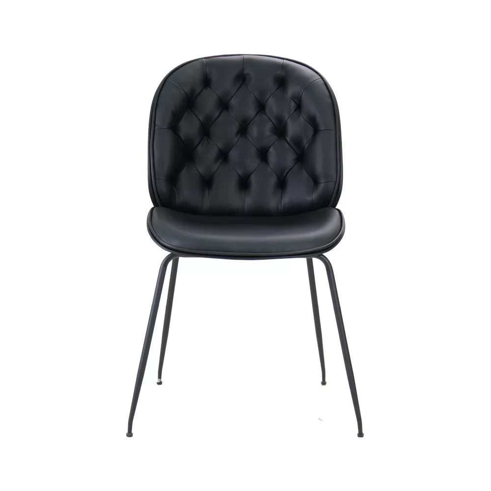 Chaise en métal noir CHESTER assise et dossier tapissés - Stamp