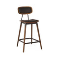 Chaise haute en métal FELIX pieds bois assise et dossier tapissés noir - Stamp