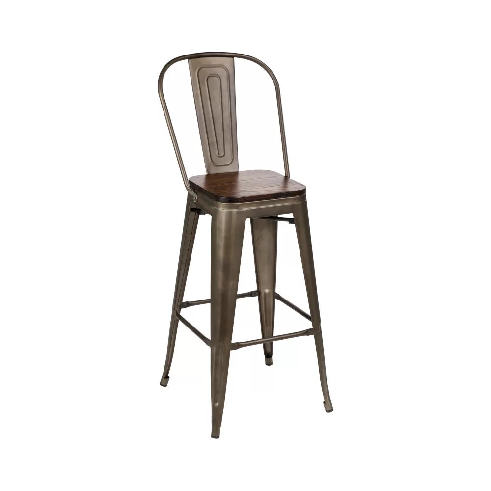 Chaise haute en métal MILL assise bois - Stamp