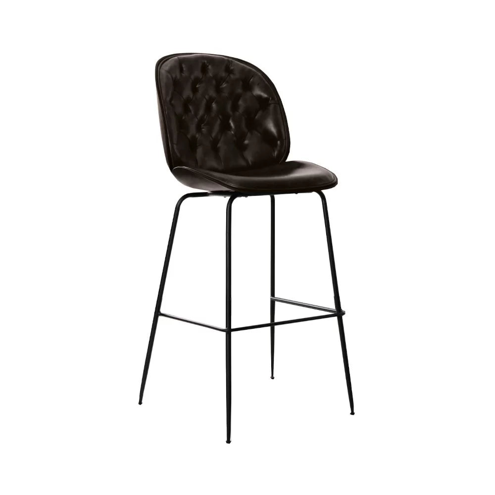 Chaise haute en métal noir CHESTER assise et dossier tapissés - Stamp