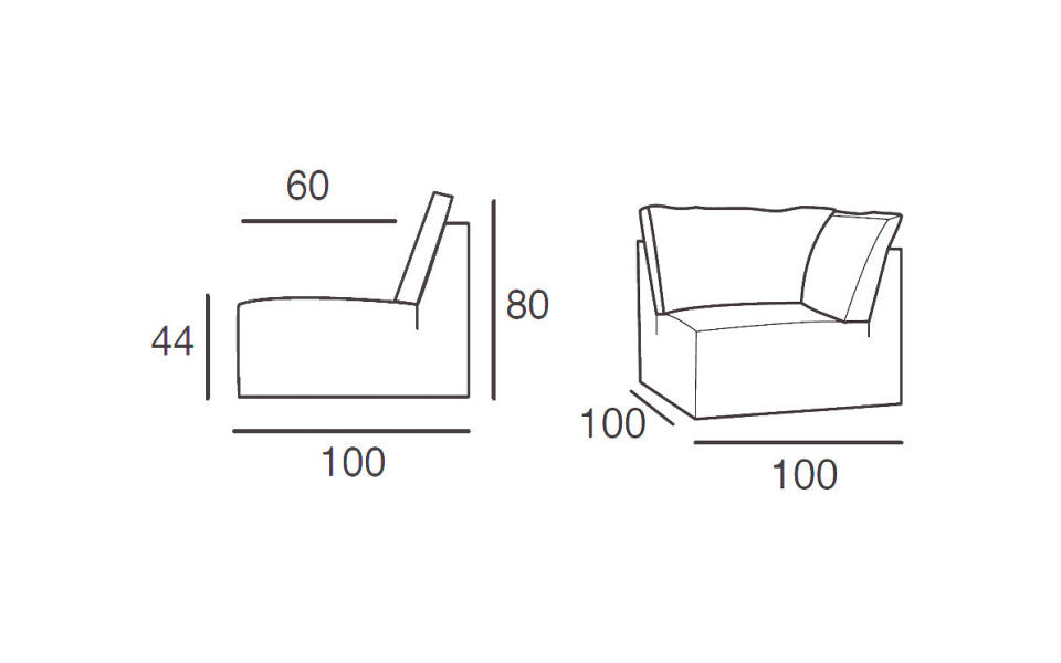 Chauffeuse d'angle 100 x 100 cm - Albi - Home Spirit