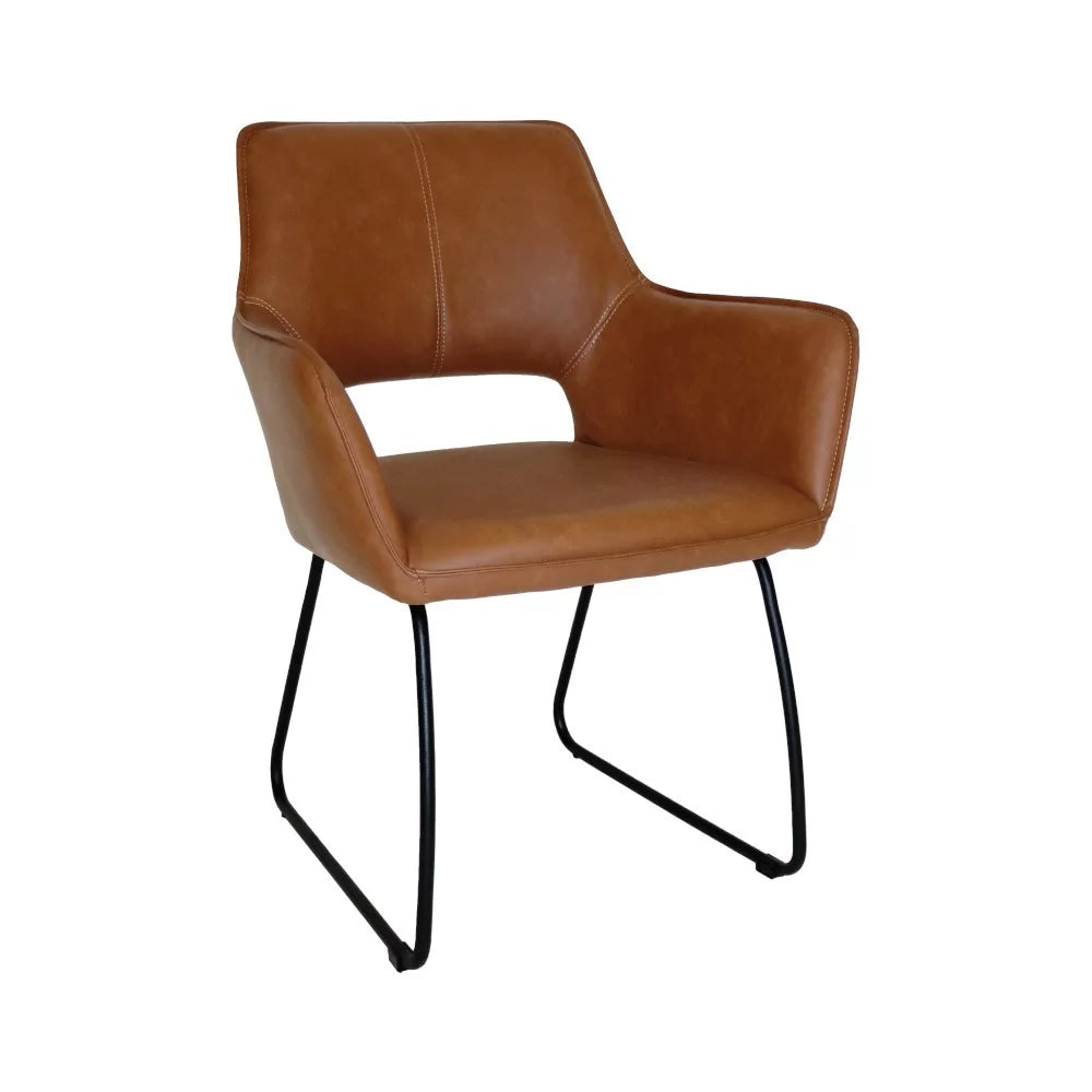 Fauteuil en métal époxy noir MIYA assise et dossier lisses - Stamp