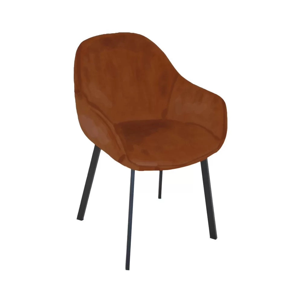 Fauteuil en métal FIORI structure noire assise et dossier lisses et capitoné - Stamp