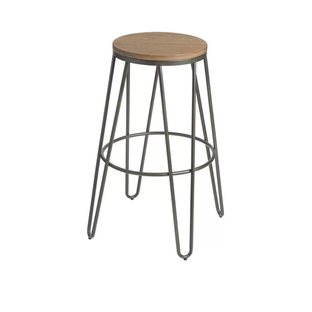 Tabouret en métal bronze BOUCHON assise bois bamboo - Stamp