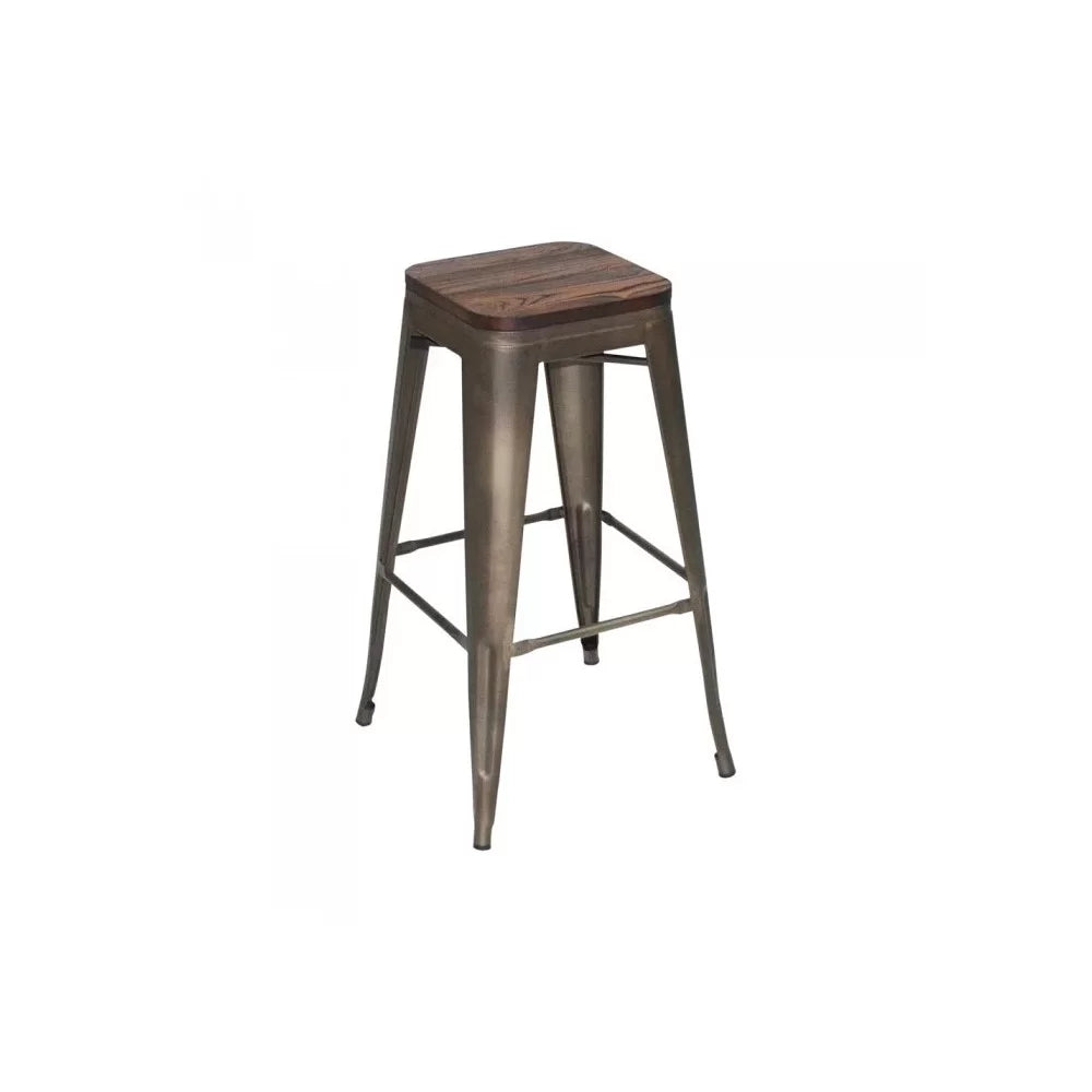 Tabouret en métal MILL assise bois - Stamp